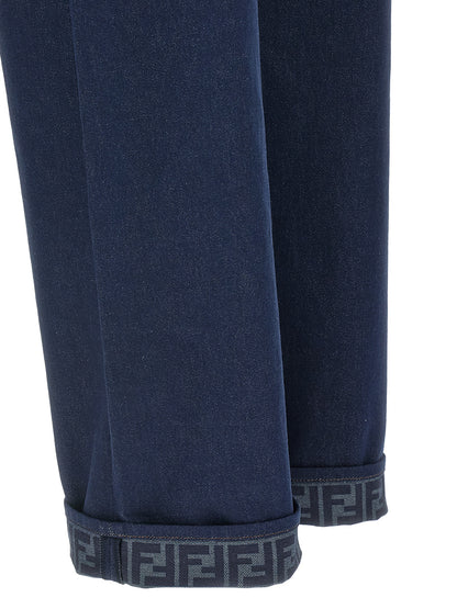 Fendi Blue Straight-Leg Cotton Jeans