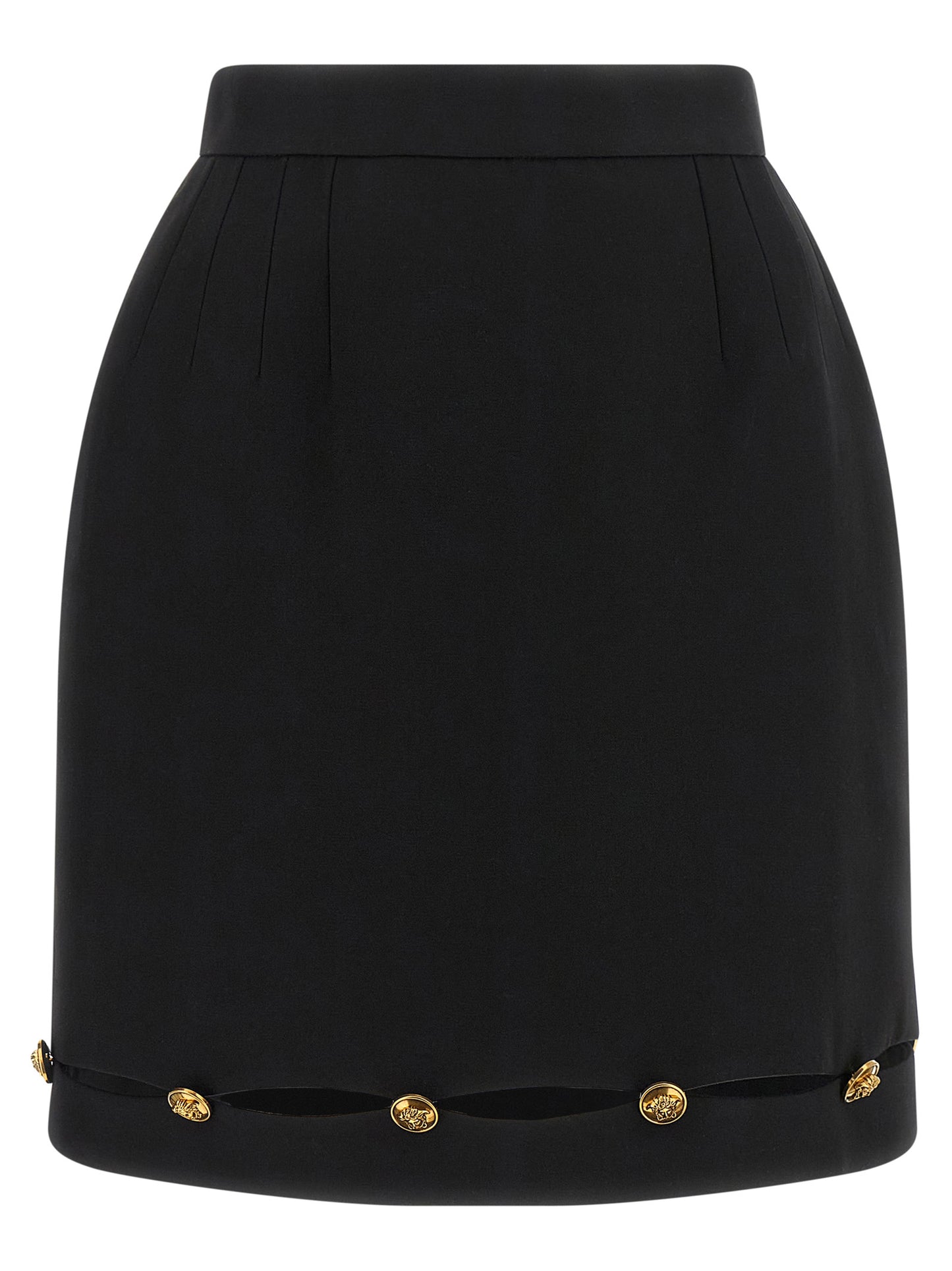 Versace Jupe Longue En Laine Vierge Noire - Taille Haute