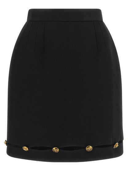 Versace Jupe Longue En Laine Vierge Noire - Taille Haute