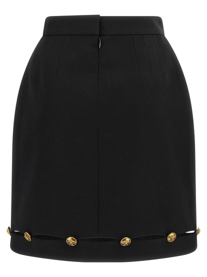 Versace Jupe Longue En Laine Vierge Noire - Taille Haute