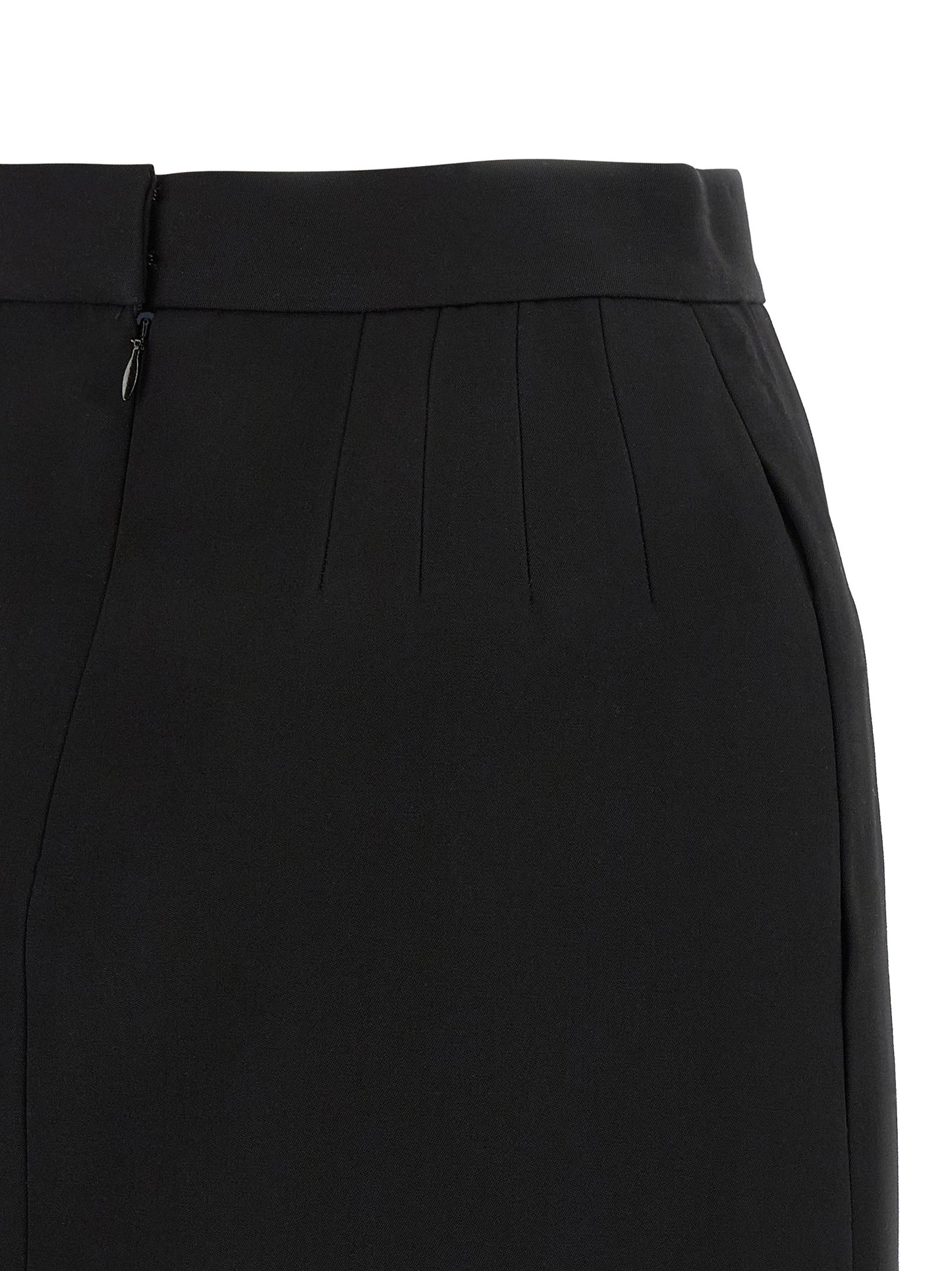 Versace Jupe Longue En Laine Vierge Noire - Taille Haute