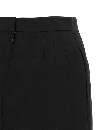Versace Jupe Longue En Laine Vierge Noire - Taille Haute