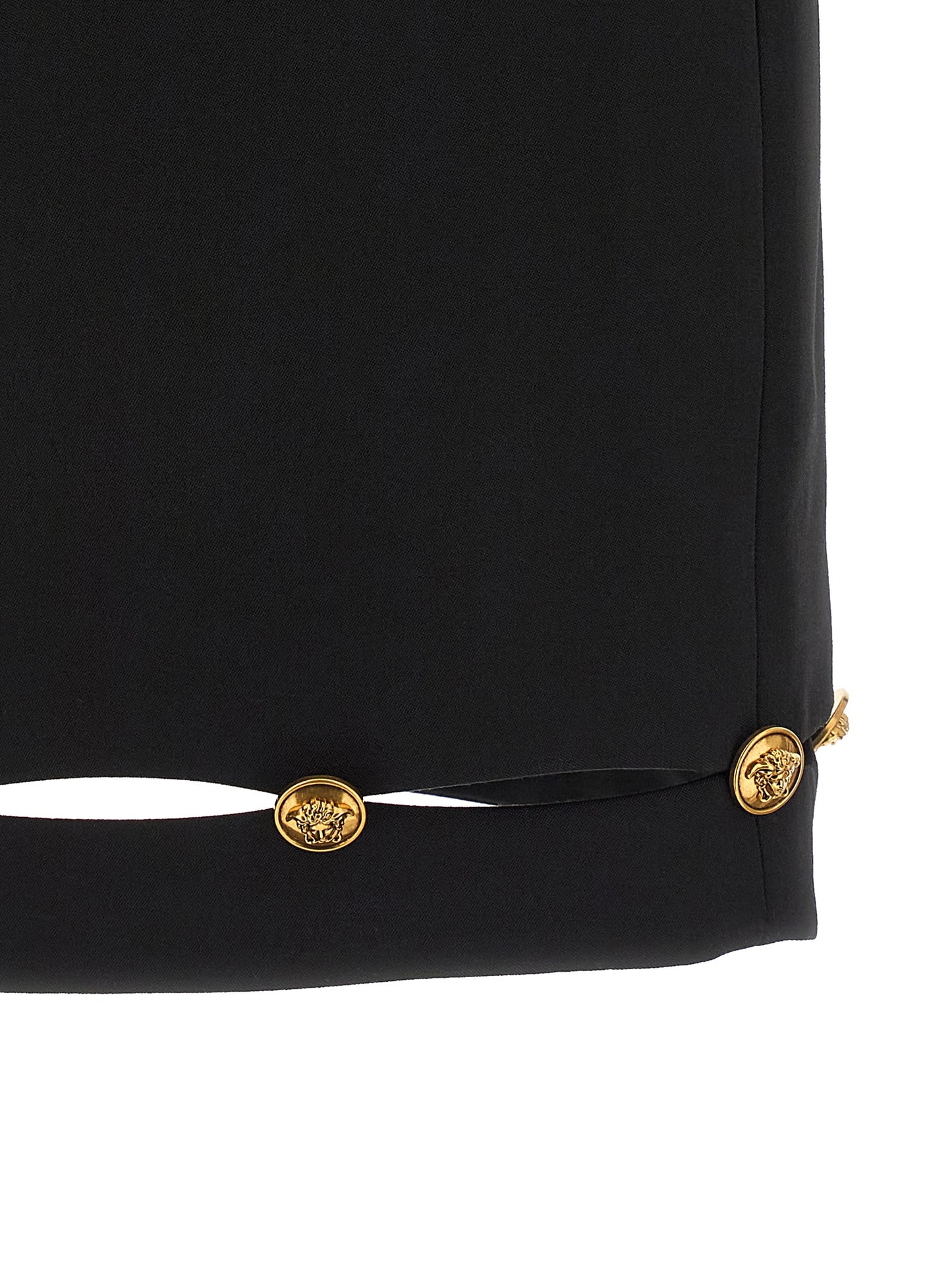 Versace Jupe Longue En Laine Vierge Noire - Taille Haute