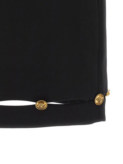 Versace Jupe Longue En Laine Vierge Noire - Taille Haute