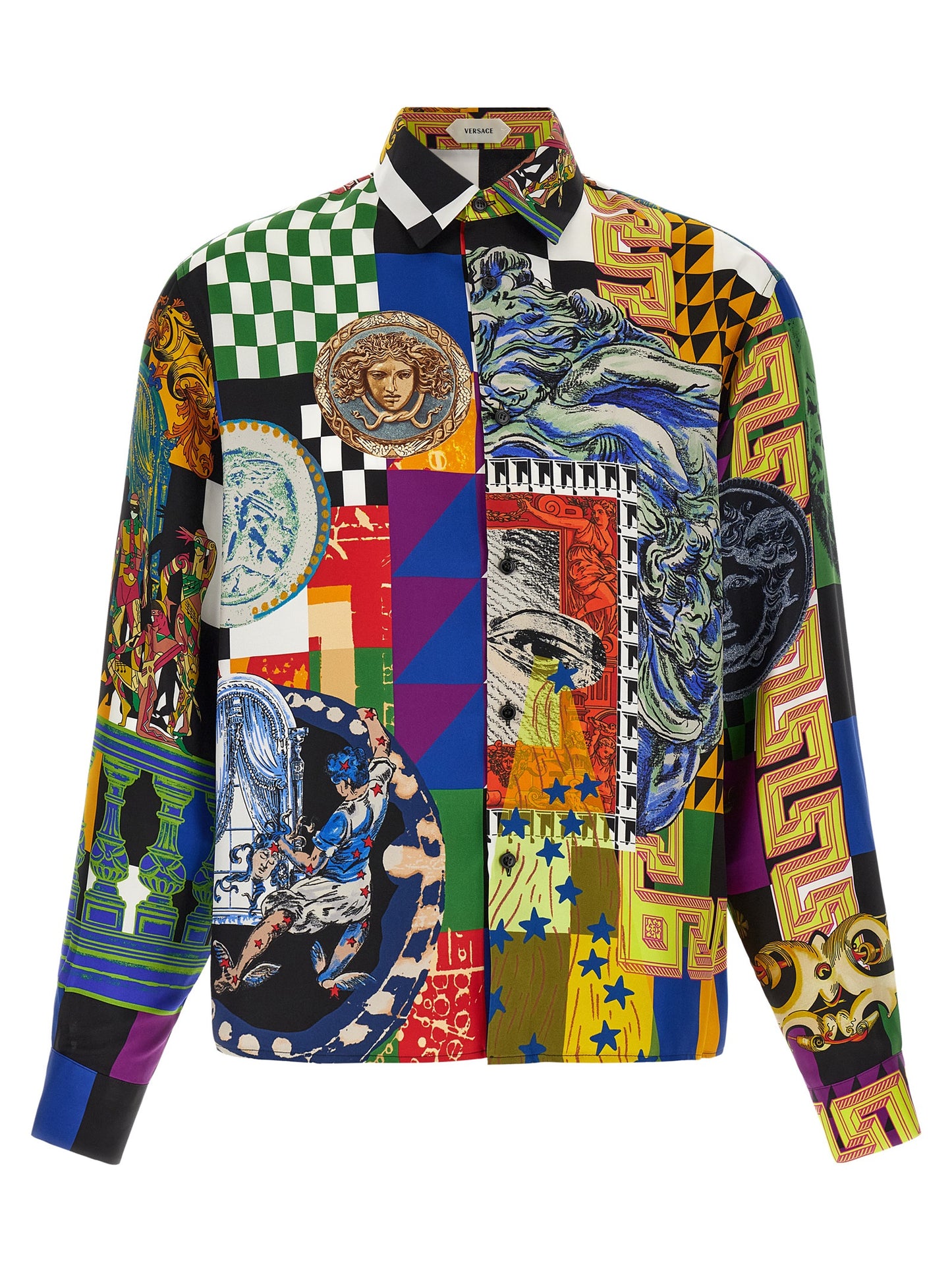 Blusa De Seda Versace Con Estampado Gráfico Y Tonos Multicolor