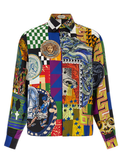 Blusa De Seda Versace Con Estampado Gráfico Y Tonos Multicolor