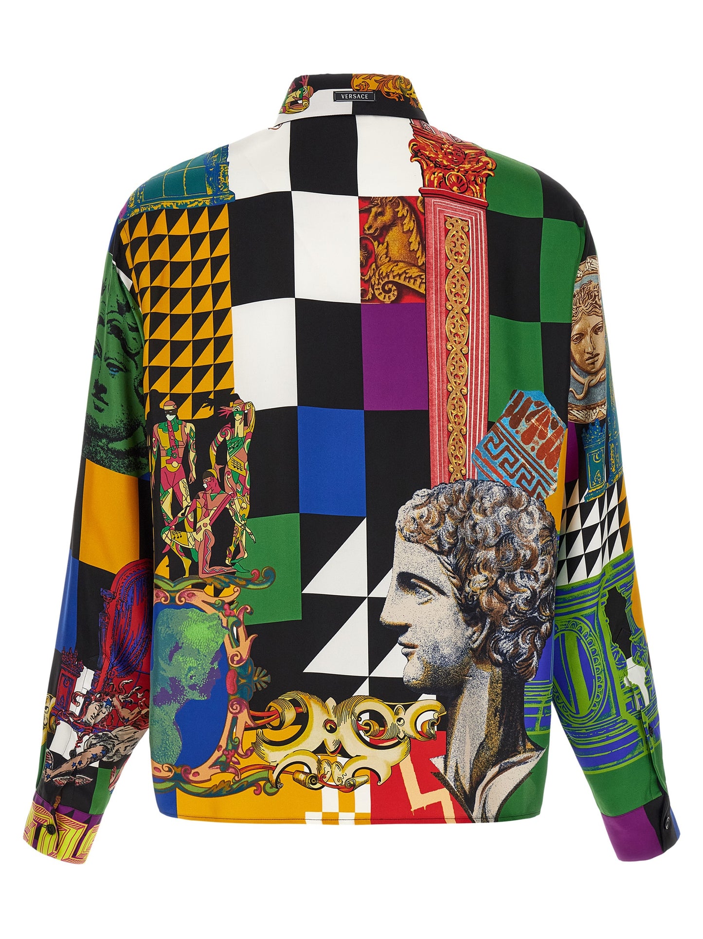 Blusa De Seda Versace Con Estampado Gráfico Y Tonos Multicolor