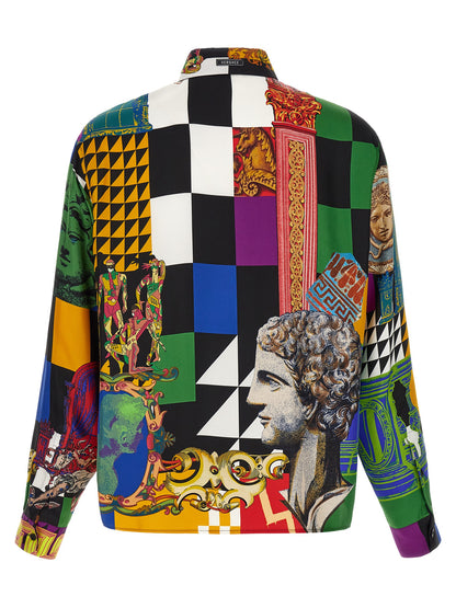 Blusa De Seda Versace Con Estampado Gráfico Y Tonos Multicolor