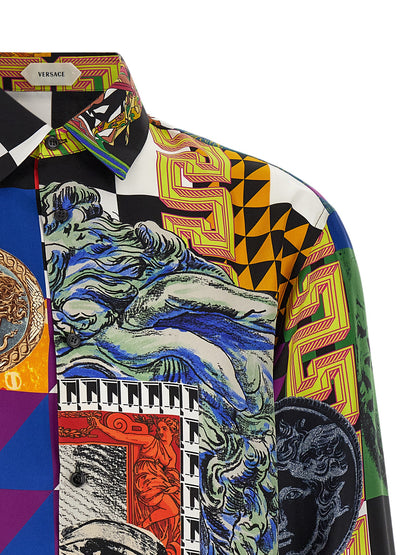 Blusa De Seda Versace Con Estampado Gráfico Y Tonos Multicolor