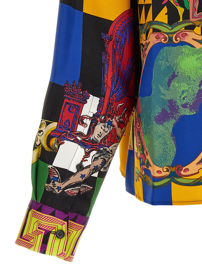 Blusa De Seda Versace Con Estampado Gráfico Y Tonos Multicolor