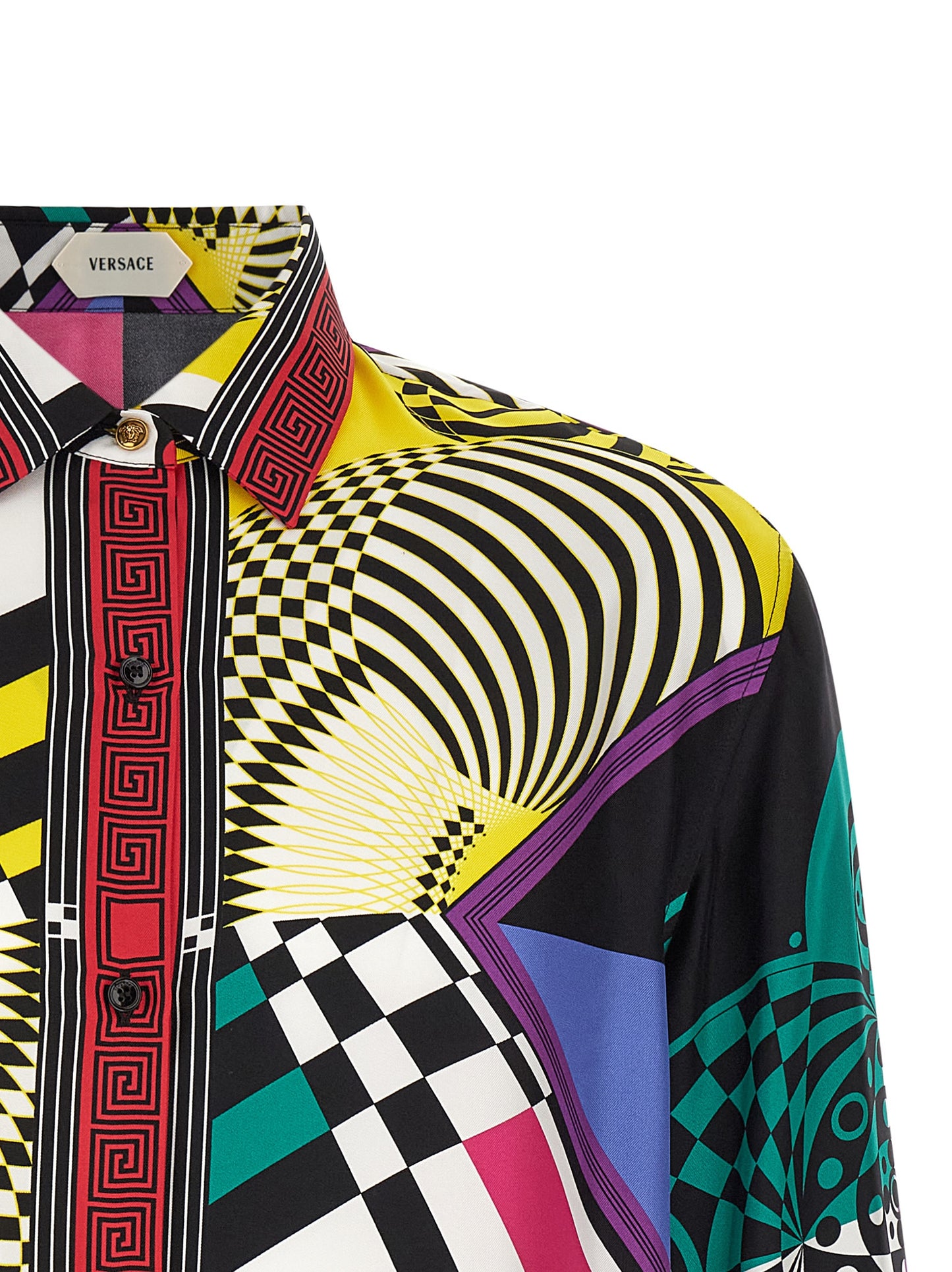 Blusa Versaca De Seda Multicolor Con Acabado Elegante
