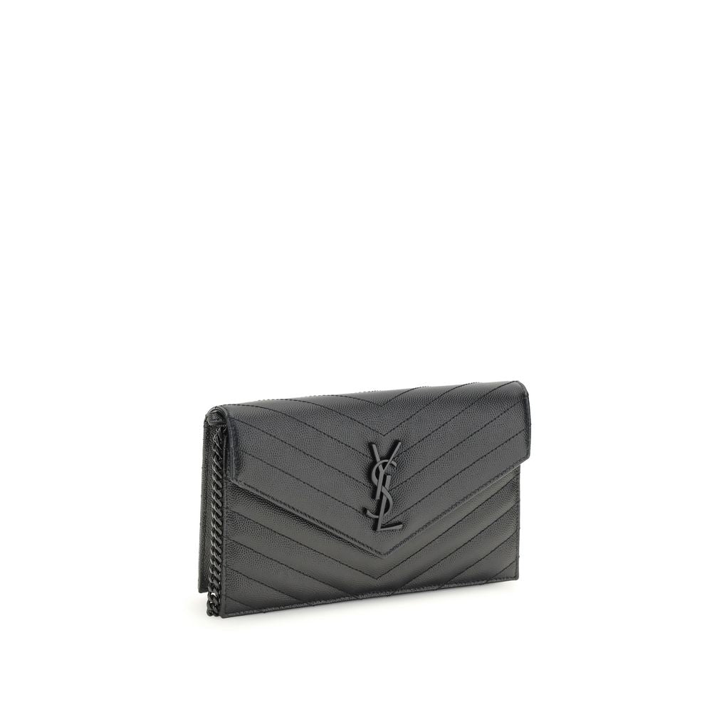 Porte-cartes Saint Laurent en cuir noir Cassandre Mini