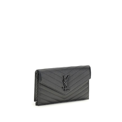 Porte-cartes Saint Laurent en cuir noir Cassandre Mini
