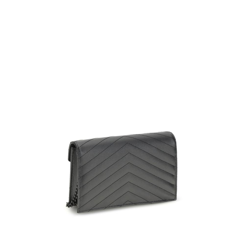 Porte-cartes Saint Laurent en cuir noir Cassandre Mini