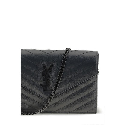 Porte-cartes Saint Laurent en cuir noir Cassandre Mini
