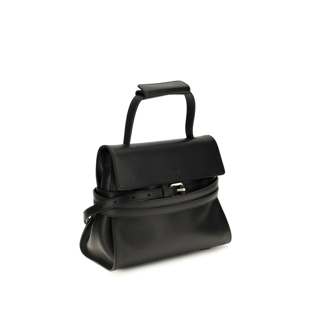 Moschino Black Bos Taurus Calf Leather Shoulder Bag