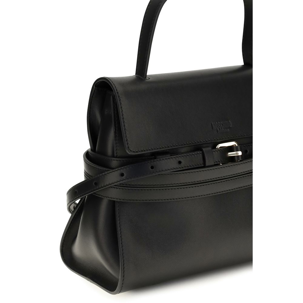 Moschino Black Bos Taurus Calf Leather Shoulder Bag