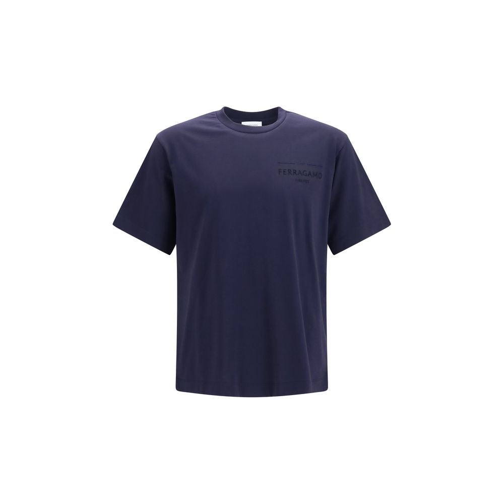Ferragamo Blue Regular Fit Cotton T-Shirt