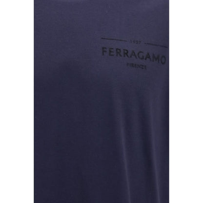 Ferragamo Blue Regular Fit Cotton T-Shirt