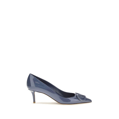 Valentino Garavani Bombas De Tacón Alto De Cuero Bos Taurus Azul