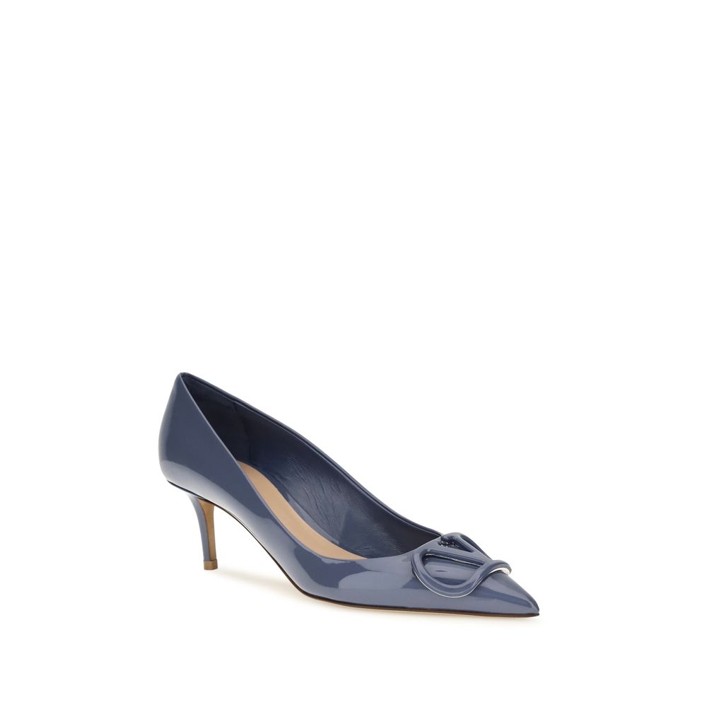 Valentino Garavani Bombas De Tacón Alto De Cuero Bos Taurus Azul