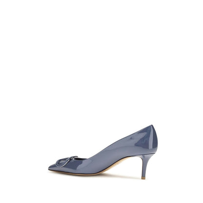 Valentino Garavani Bombas De Tacón Alto De Cuero Bos Taurus Azul