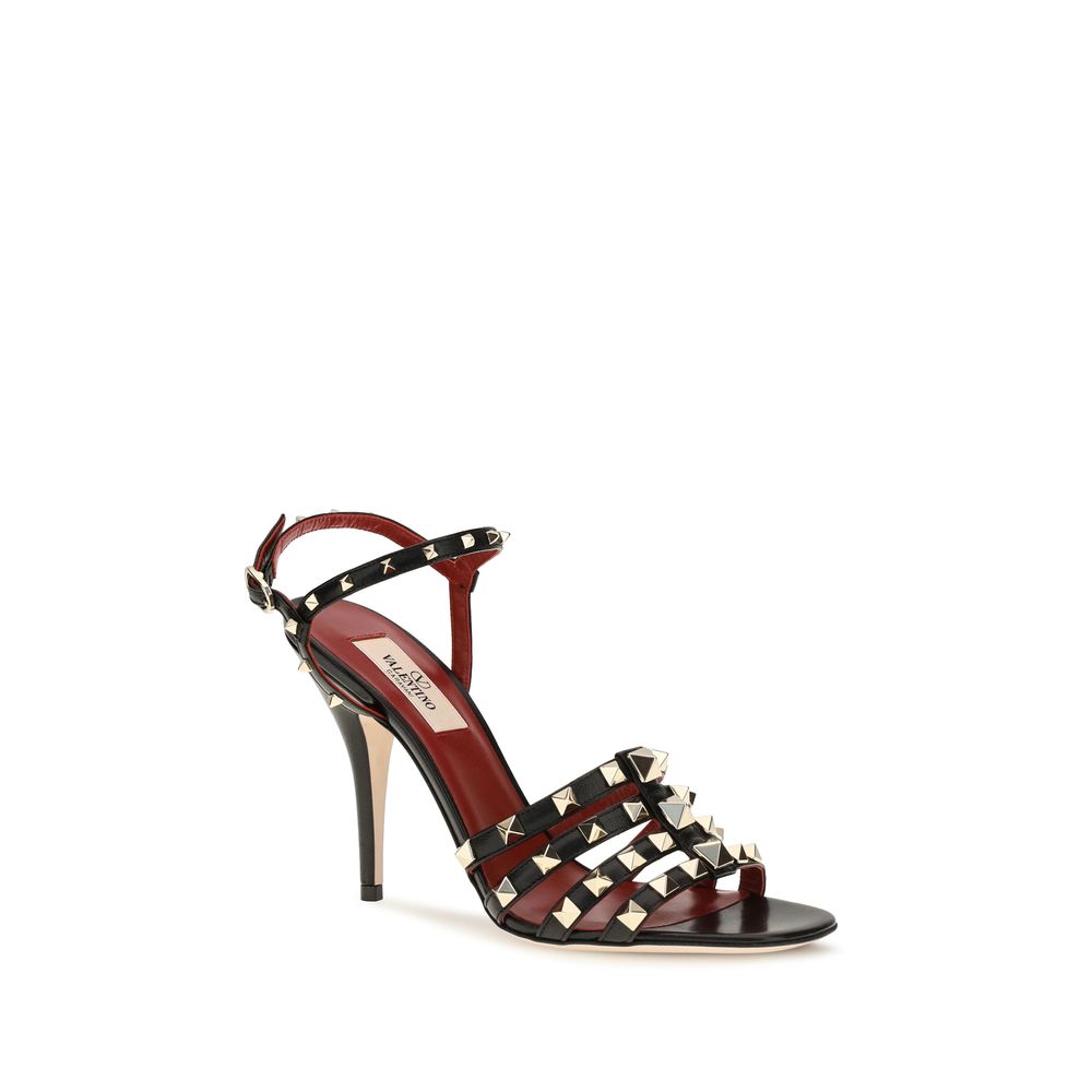 Valentino Garavani Sandalias Negra De Piel De Cabra Con Tacón Aguja