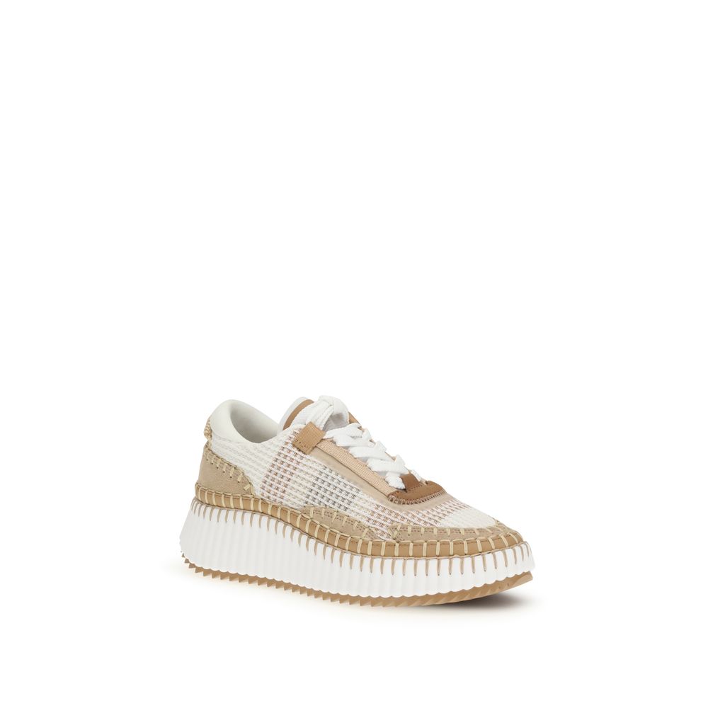 Chloé Nama Contemporary Beige Nylon Sneakers