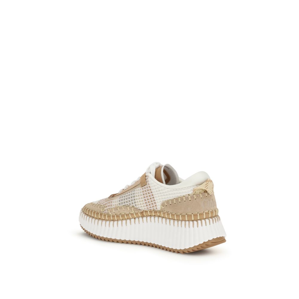 Chloé Nama Contemporary Beige Nylon Sneakers