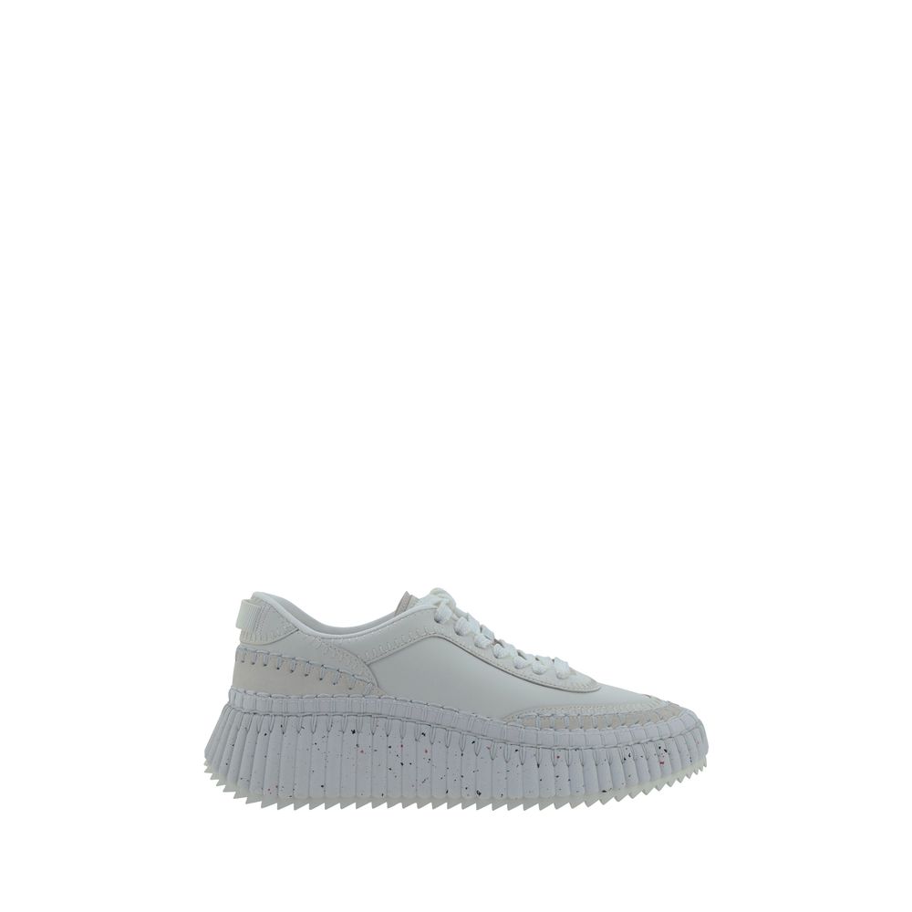 Chloé Baskets Plateforme Cuir De Veau Blanc Bos Taurus