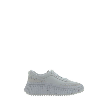 Chloé Baskets Plateforme Cuir De Veau Blanc Bos Taurus