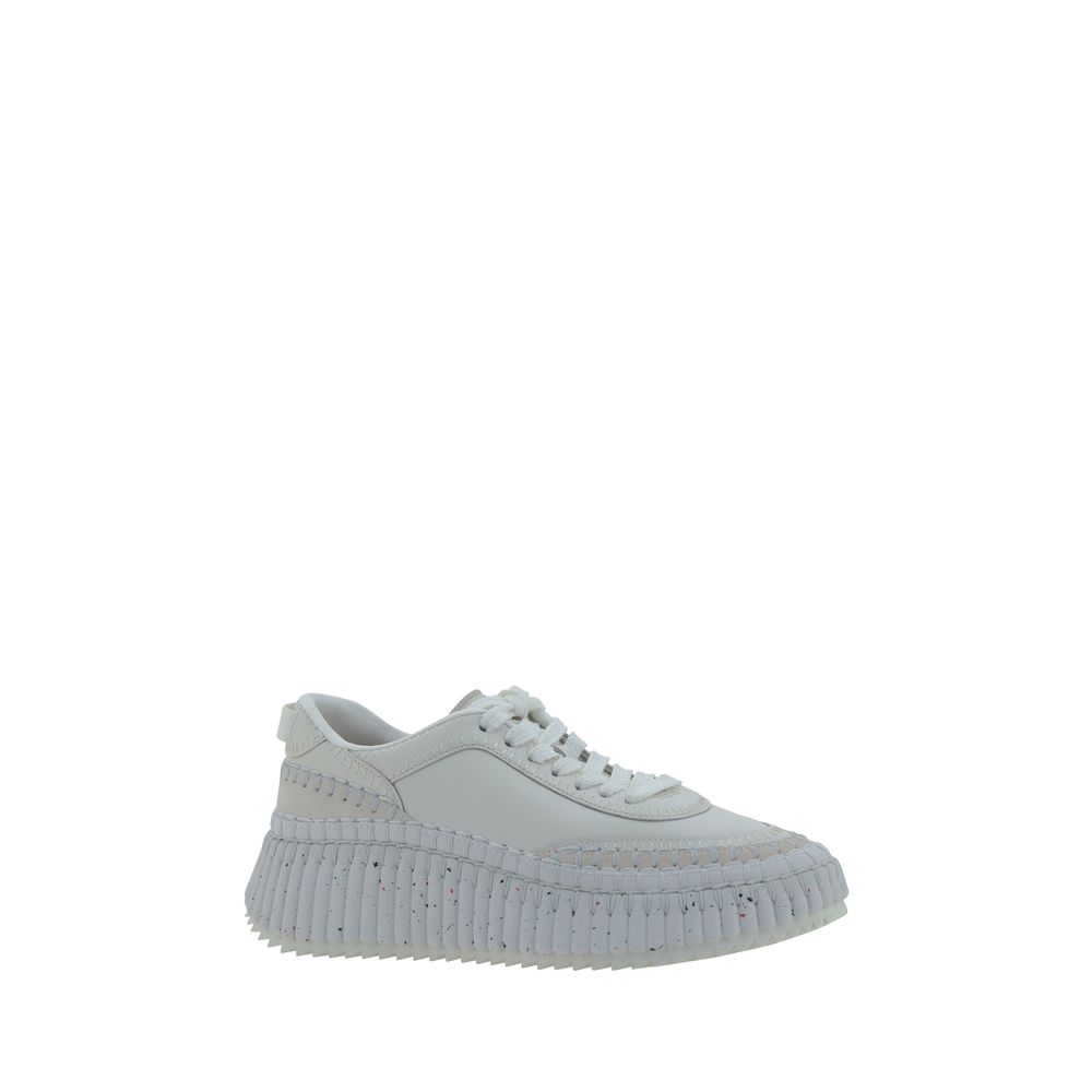 Chloé Baskets Plateforme Cuir De Veau Blanc Bos Taurus