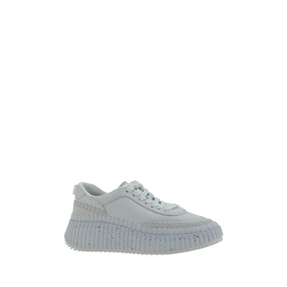 Chloé Baskets Plateforme Cuir De Veau Blanc Bos Taurus
