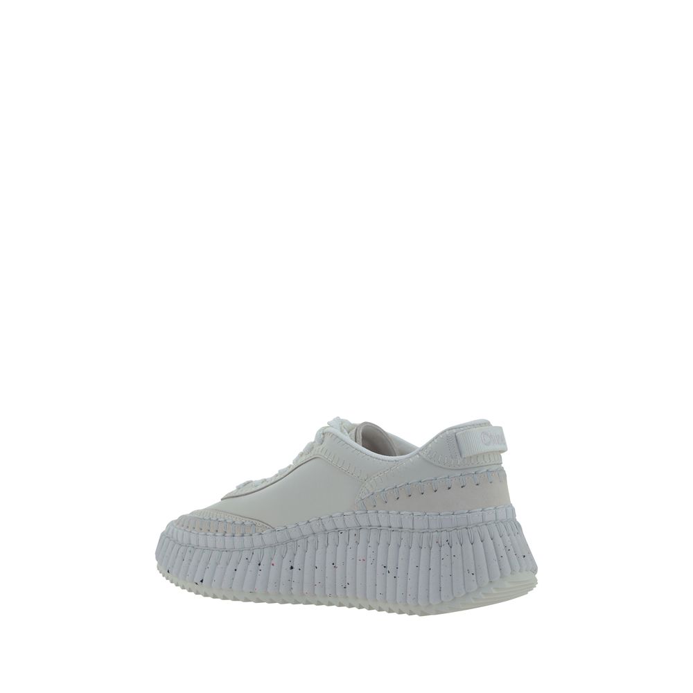 Chloé Baskets Plateforme Cuir De Veau Blanc Bos Taurus