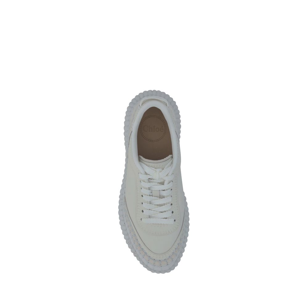 Chloé Baskets Plateforme Cuir De Veau Blanc Bos Taurus