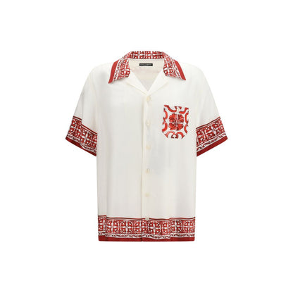 Camisa De Seda Con Estampado Blanco Modelo Hawaii Dolce & Gabbana