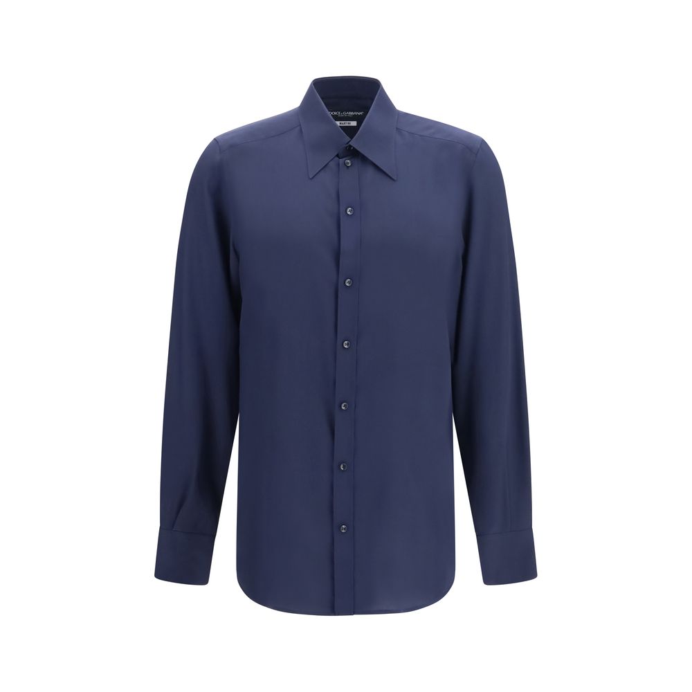 Camisa De Vestir De Seda Azul Modelo Dolce & Gabbana