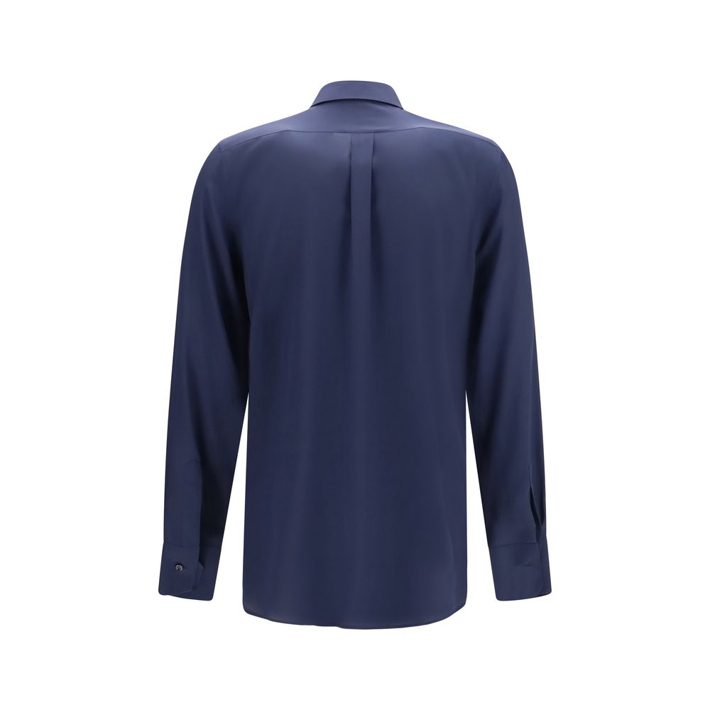 Camisa De Vestir De Seda Azul Modelo Dolce & Gabbana