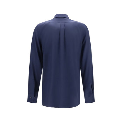 Camisa De Vestir De Seda Azul Modelo Dolce & Gabbana
