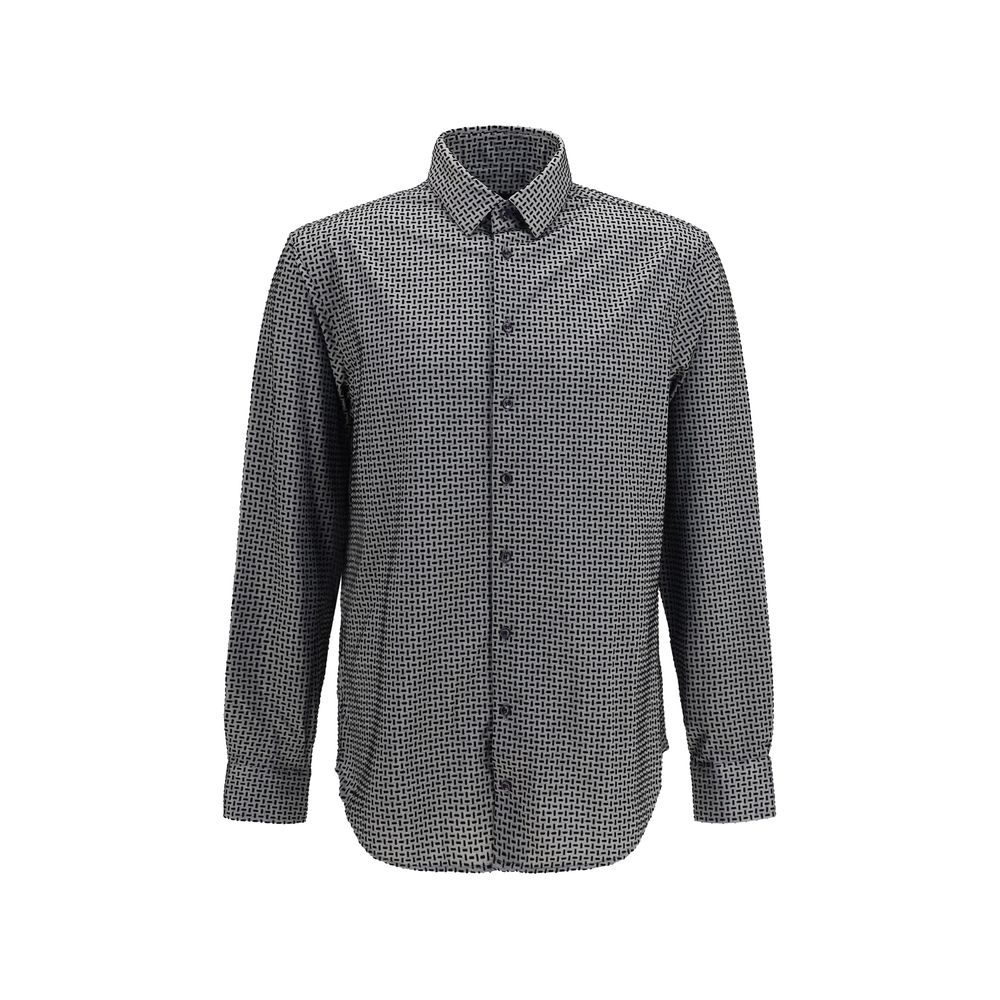 Camisa Giorgio Armani De Algodón Con Estampado Geométrico Gris