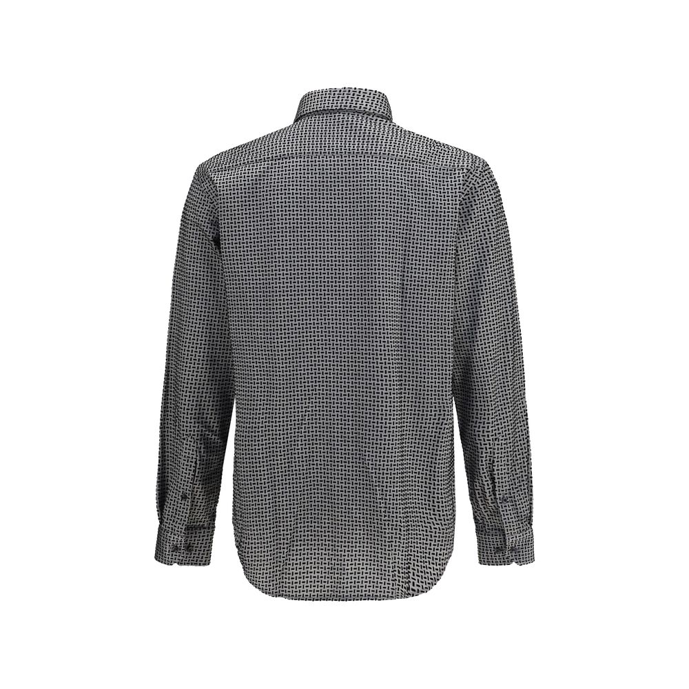 Camisa Giorgio Armani De Algodón Con Estampado Geométrico Gris