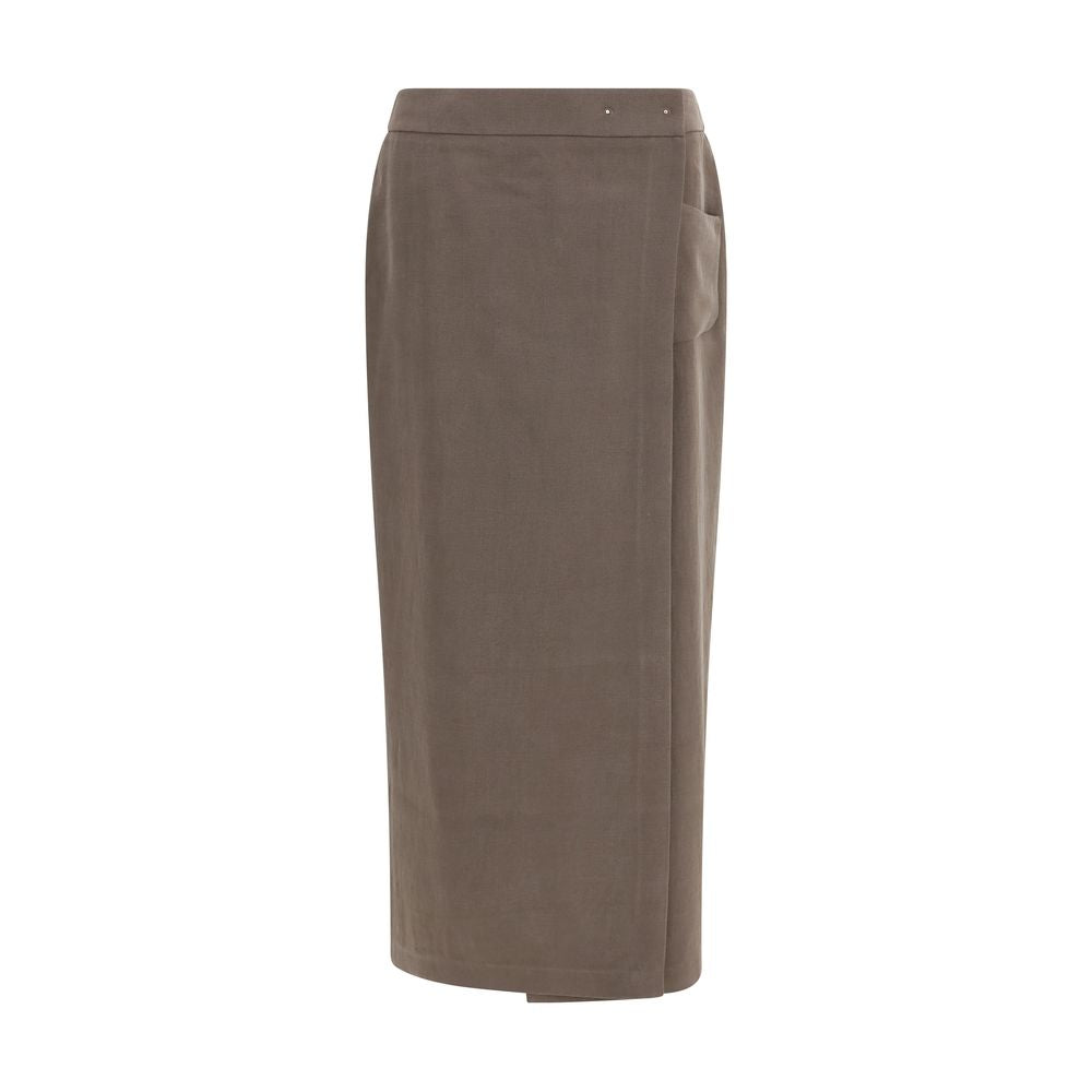 Giorgio Armani Brown Silk Wrap Maxi Skirt