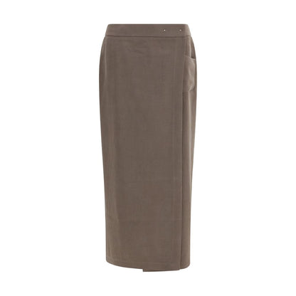 Giorgio Armani Brown Silk Wrap Maxi Skirt