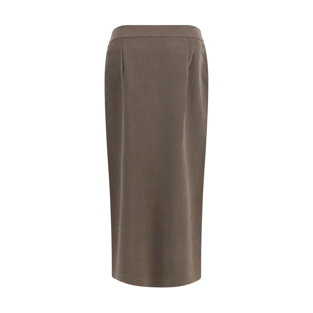 Giorgio Armani Brown Silk Wrap Maxi Skirt