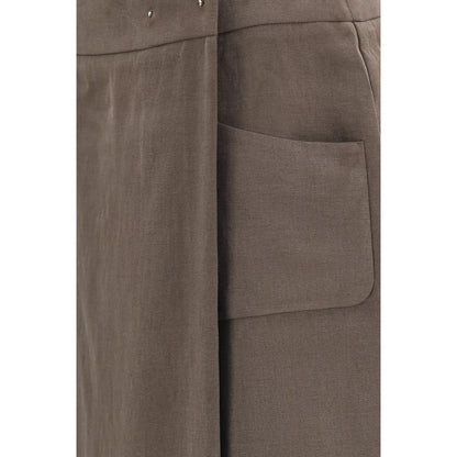 Giorgio Armani Brown Silk Wrap Maxi Skirt
