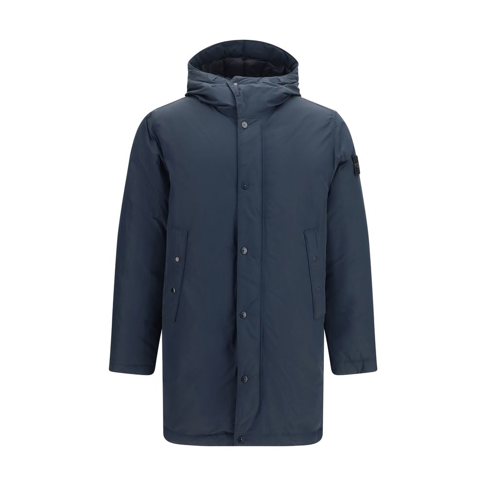 Stone Island Casual Blue Polyester Long Coat