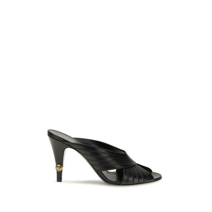 Mules Versace De Piel De Cordero Negro Con Ovis Aries