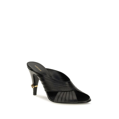 Mules Versace De Piel De Cordero Negro Con Ovis Aries