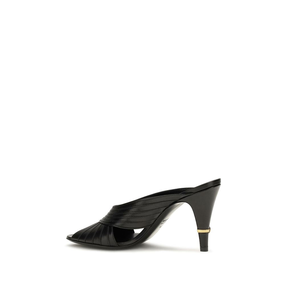 Mules Versace De Piel De Cordero Negro Con Ovis Aries