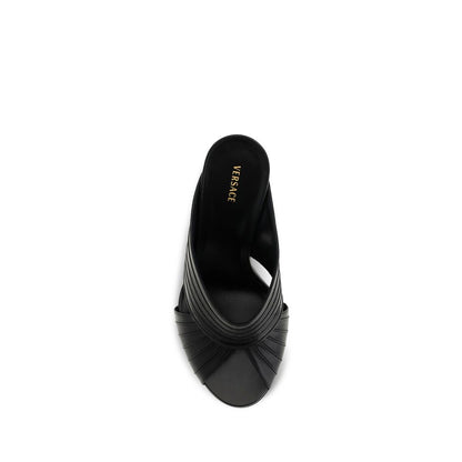 Mules Versace De Piel De Cordero Negro Con Ovis Aries